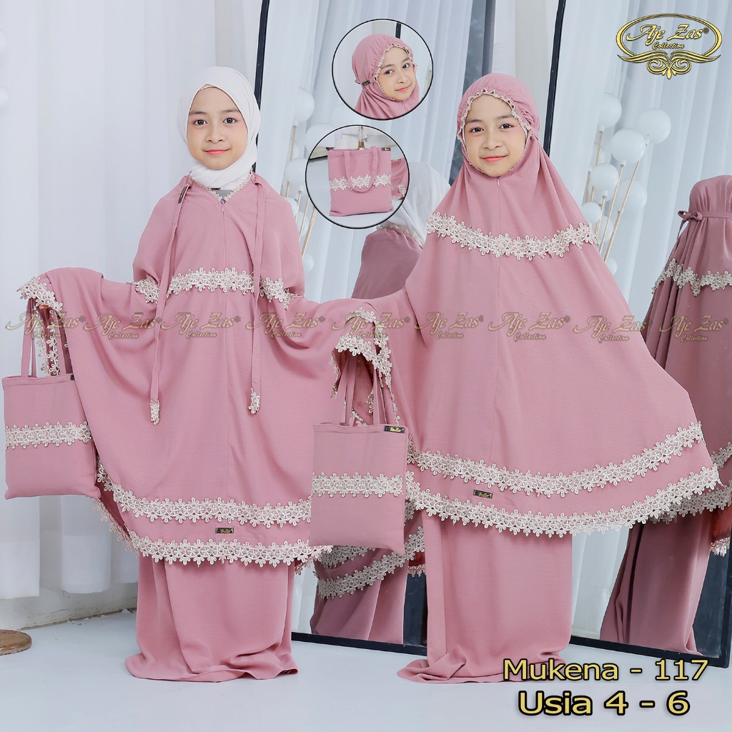 BISA COD Mukena Anak Kode-117 Usia 4-6 Tahun Bahan Kringkel Airflow Premium By Ory AjeZas Colletion