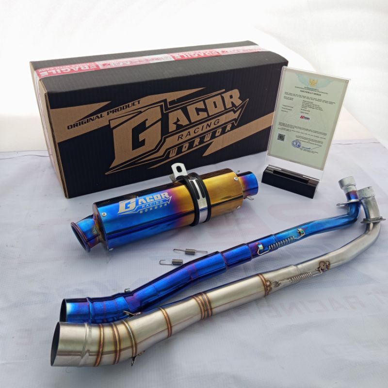 Original 100% knalpot racing Gacor DBS bluemoon bass adem pnp motor bebek ,vega lama/r new/zr,jupite