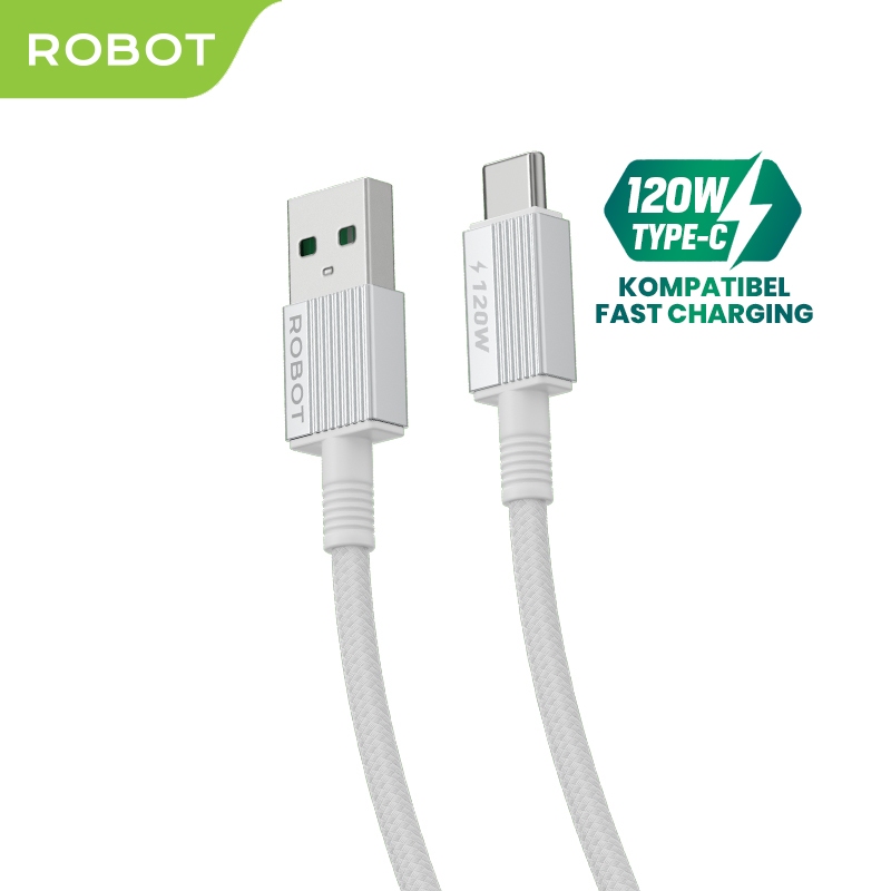 ROBOT Kabel Data Fast Charging USB to Type C 120W Android/Iphone Data Cable Original RQC100- Garansi