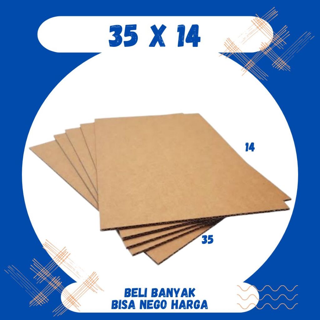 

Sheet Lembaran 35x14 Kardus Polos Single Wall Bahan Coklat Karton Lembaran