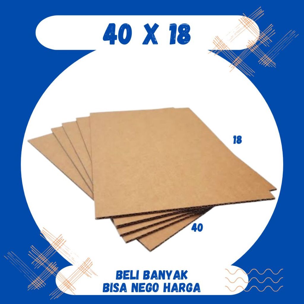 

Sheet Lembaran 40x18 Kardus Polos Single Wall Bahan Coklat Karton Lembaran