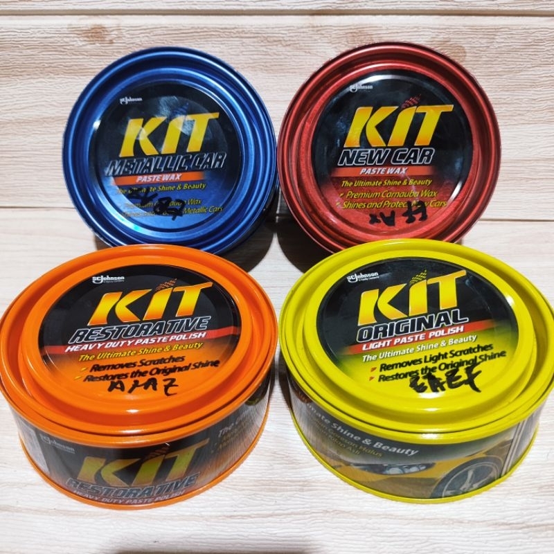 Kit Kaleng Paste Wax Original Metallic New Car Kuning Biru Merah Orange 225 Gram Pengkilap Penghilan