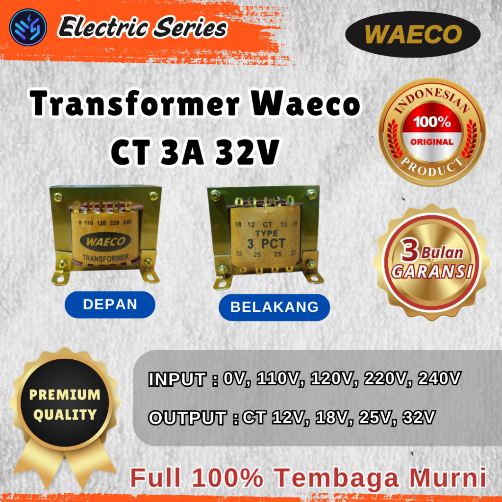 Transformer Waeco 3 CT 32V & NCT 20V - Trafo / Travo 3A CT 32V NCT 20V TEMBAGA MURNI