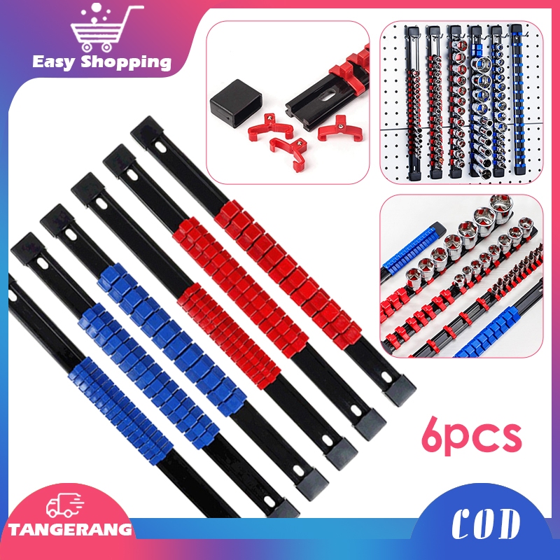 6pcs Tempat Socket Mata Kunci Sok Sock Holder Tools Socket Rail Socket Holder