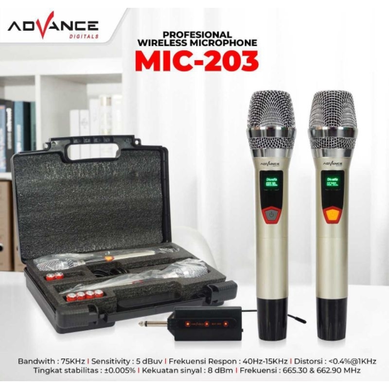 Mic Wireless Advance MIC-203 2 MIC/Microphone Wireless Advance MIC203 ORI