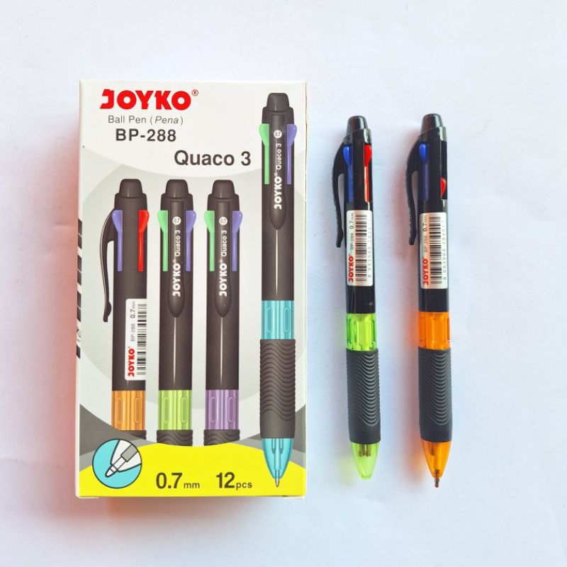 

BAL PEN / PULPEN JOYKO BP-288 Quaco 3 [ 0.7mm ] 4 Warna ( 1 Pack/12 Pcs )BAL PEN / PULPEN JOYKO BP-288 Quaco 3 [ 0.7mm ] 4 Warna ( 1 Pack/12 Pcs )