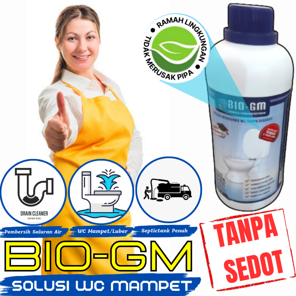 Anti Mampet WC Cairan Perontok Tinja WC Tumpat Mampet BIO GM Pengurai Limbah Organik Tanpa Sedot