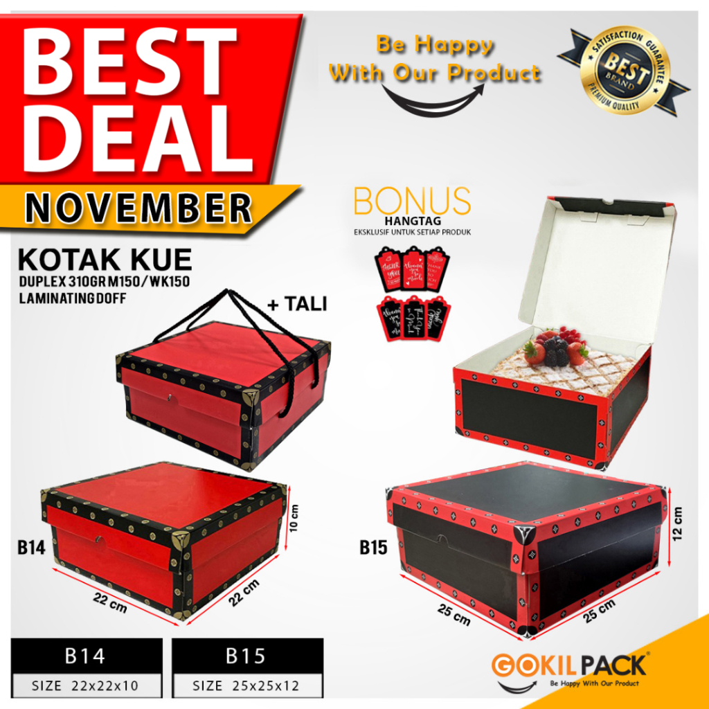 

KOTAK KUE CAKE BOX DUS PACKAGING| 22x22x10|25x25x12|B14|B15