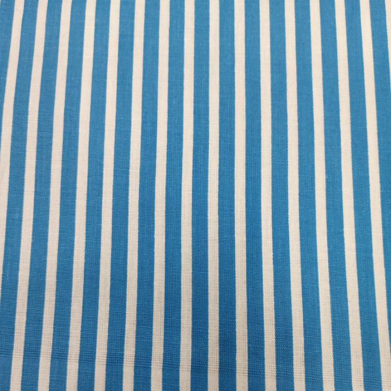KAIN KATUN PRINTING MOTIF GARIS BIRU SALUR BIRU