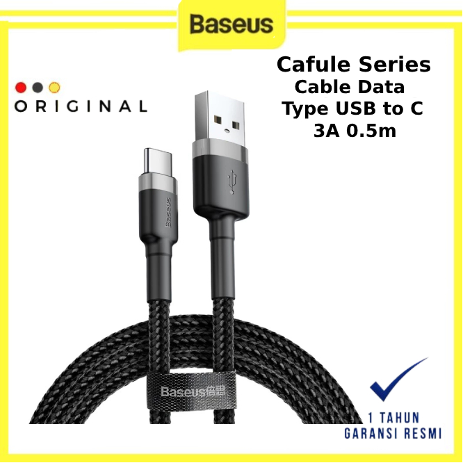 Cafule Series Data Cable USB to Type C 0.5m - BASEUS ORIGINAL ( CODE 10097 ) / KABEL DATA BASEUS / C