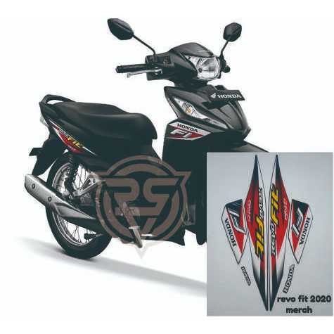 striping motor revo fit tahun 2020 warna hitam list merah produk 100% original