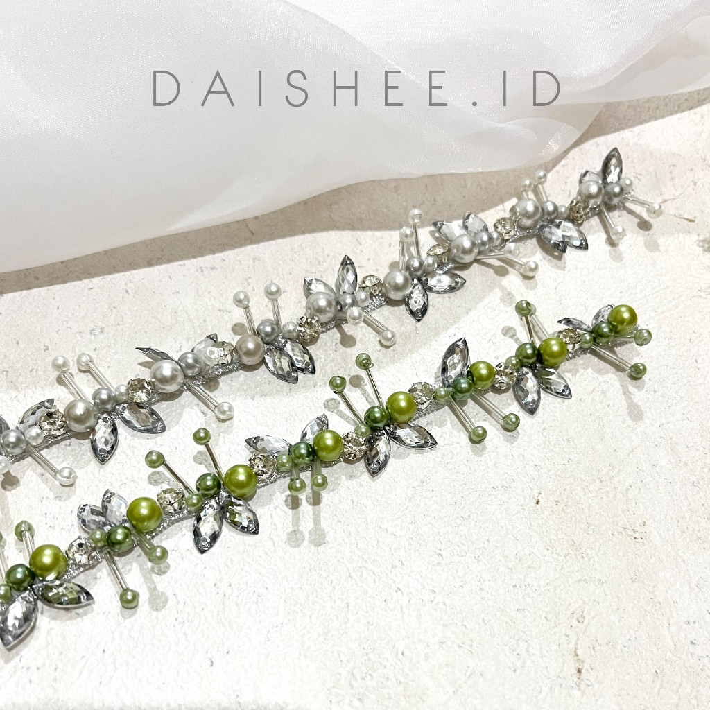 Payet rangkai mutiara (bisa custom warna) per-1cm/ mutiara rangkai hiasan baju kebaya gaun /