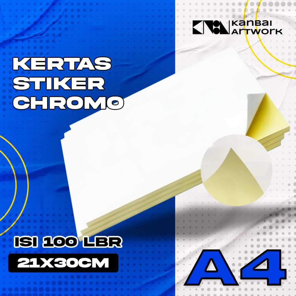 

Sticker Chromo A4 100 lembar / Kertas Stiker Inkjet Paper Glossy A4
