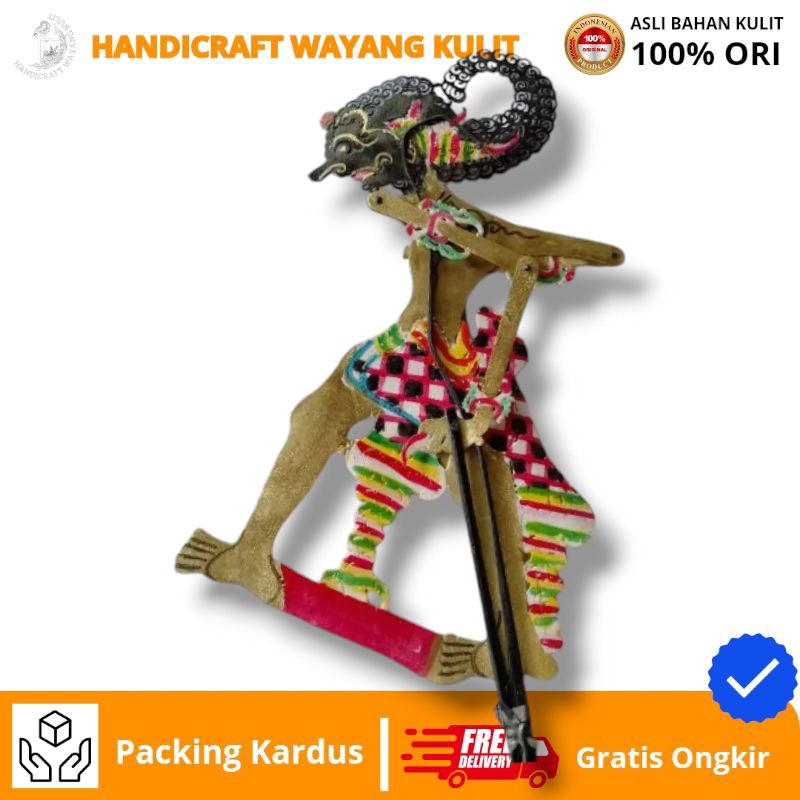 Miniatur Wayang Kulit 30cm Bima/Werkudara/Werkudoro Bahan Kulit Sapi Asli Kualitas Kasaran