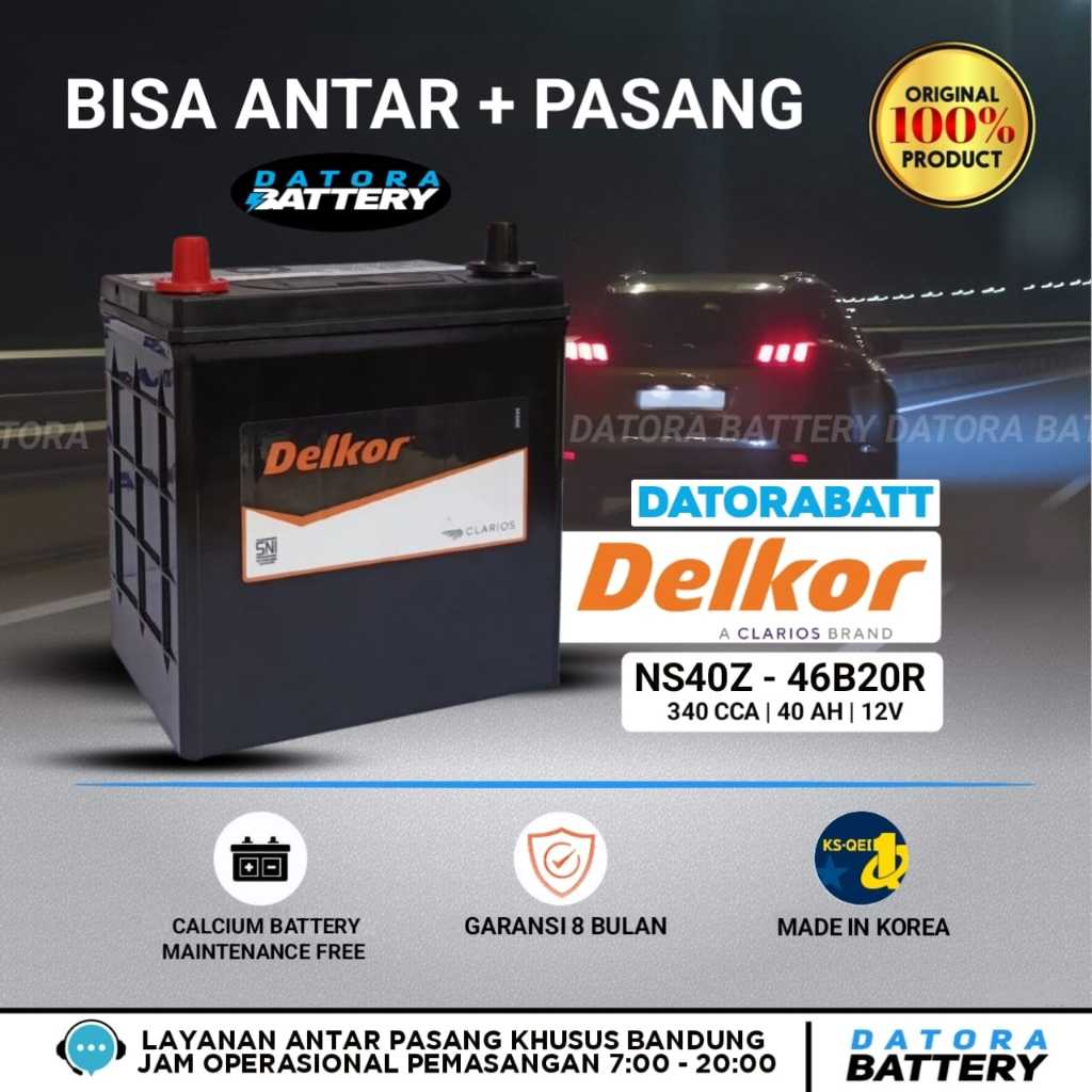 AKI mobil TOYOTA Avanza , Battery Delkor MF NS40Z 12V 40Ah 340cca Made in Korea