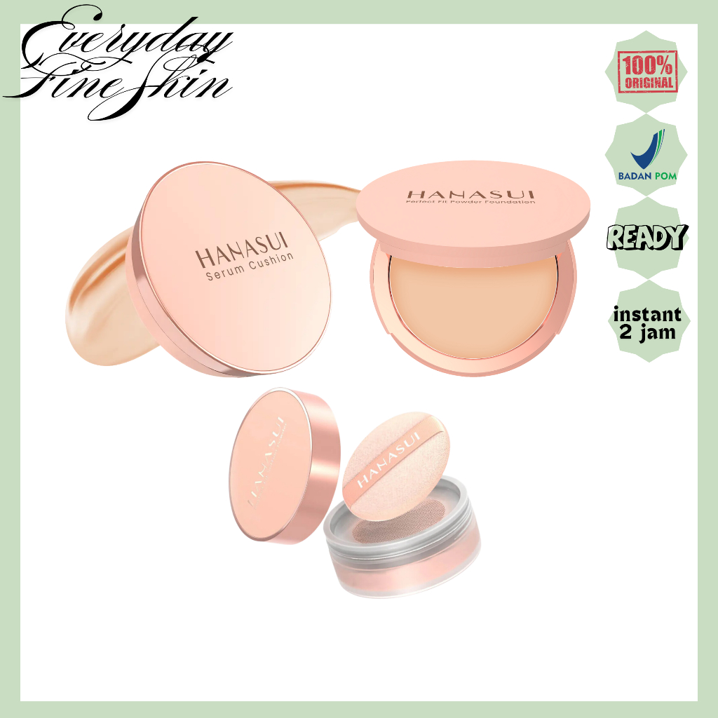 HANASUI Perfect Fit Setting Powder | Serum Cushion | Powder Foundation Bedak Padat Tabur BPOM
