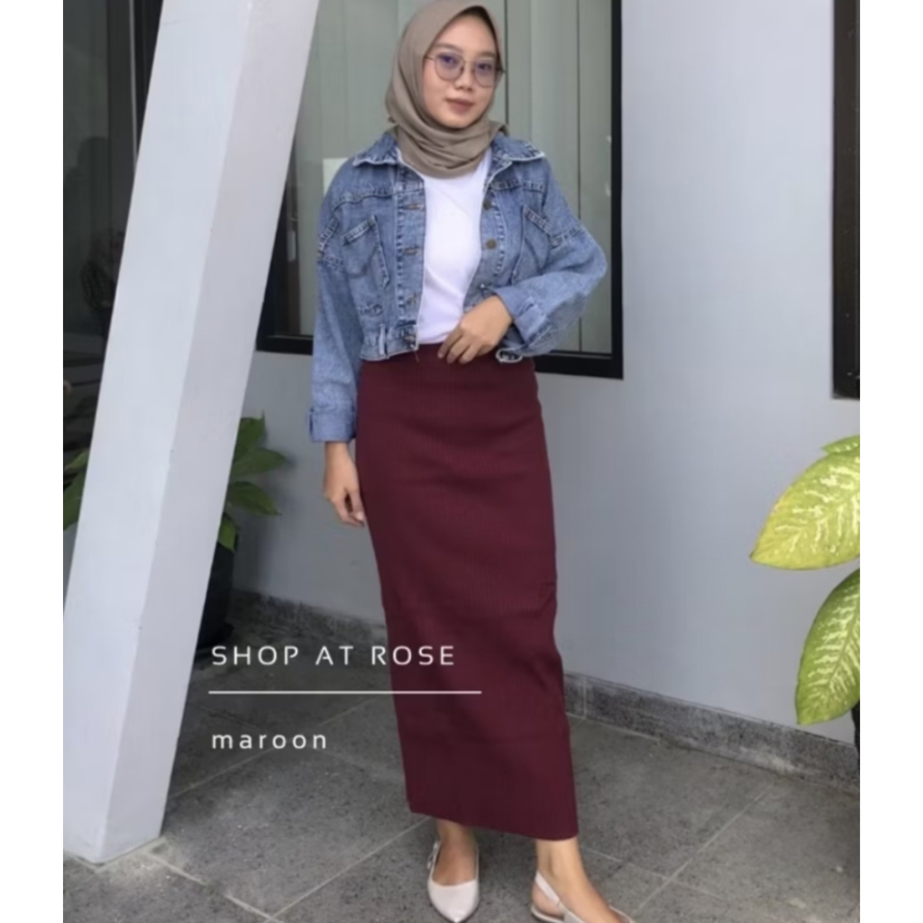 wqe Rok Span Rajut Jumbo Rok Span Rajut Polos Rok Span Rajut Kerja Jumbo