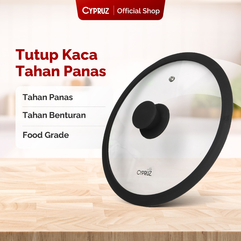 Cypruz Tutup Panci Stainless Kaca Sillicone Tahan Panas dan Anti Slip