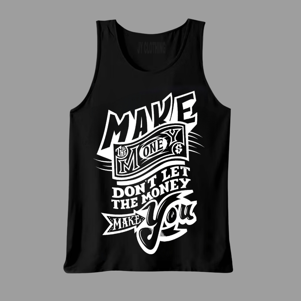 Singlet Pria Santai Hitam Motif Duit