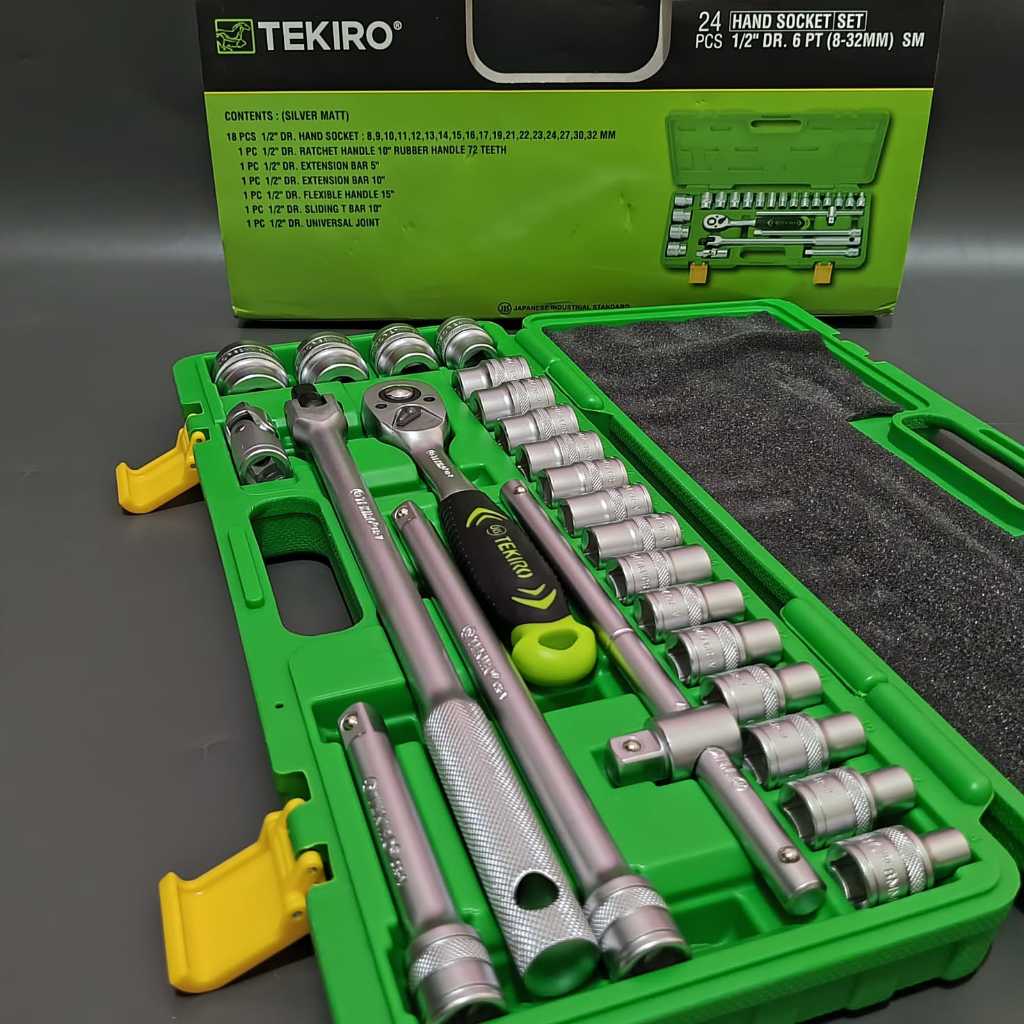 COD Kunci Sok Tekiro 24 Pcs Set 8 - 32 Mm Box Plastik - 6Pt Ready Kunci Sok Set Tekiro Original