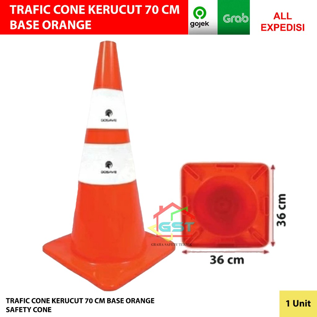 trafic cone kerucut 70 cm base orange safety cone