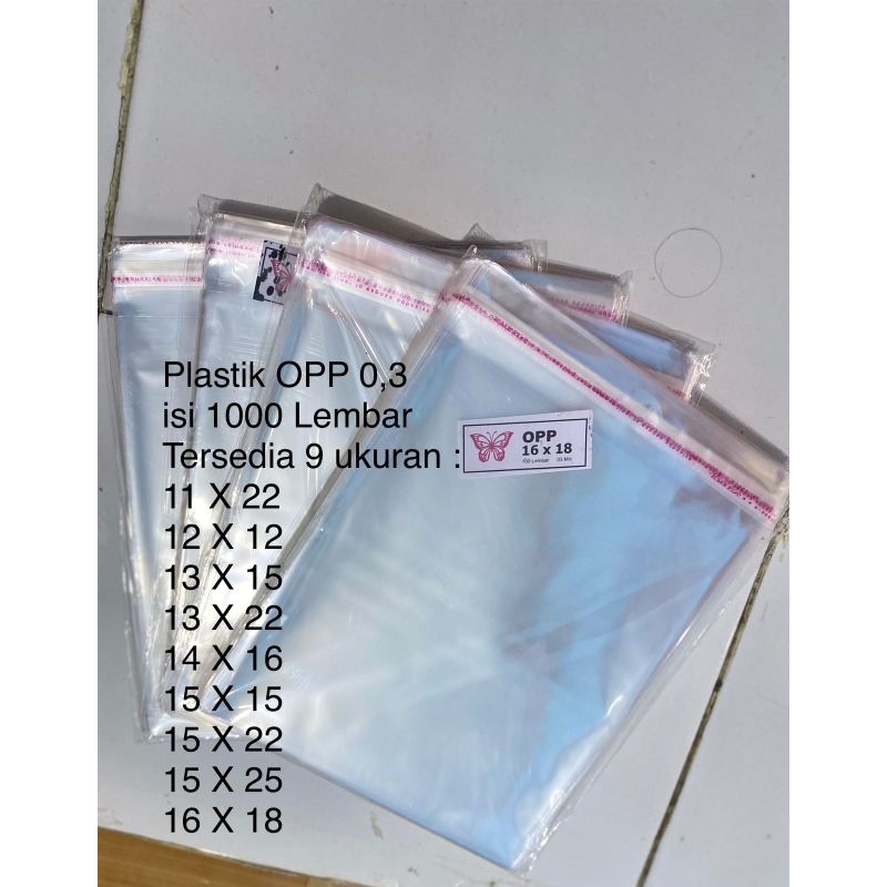 

Plastik opp kupu isi 1000pcs 0,3mic ukuran 11x22 12x12 13x15 13x22 14x16 15x15 15x22 15x25 16x18