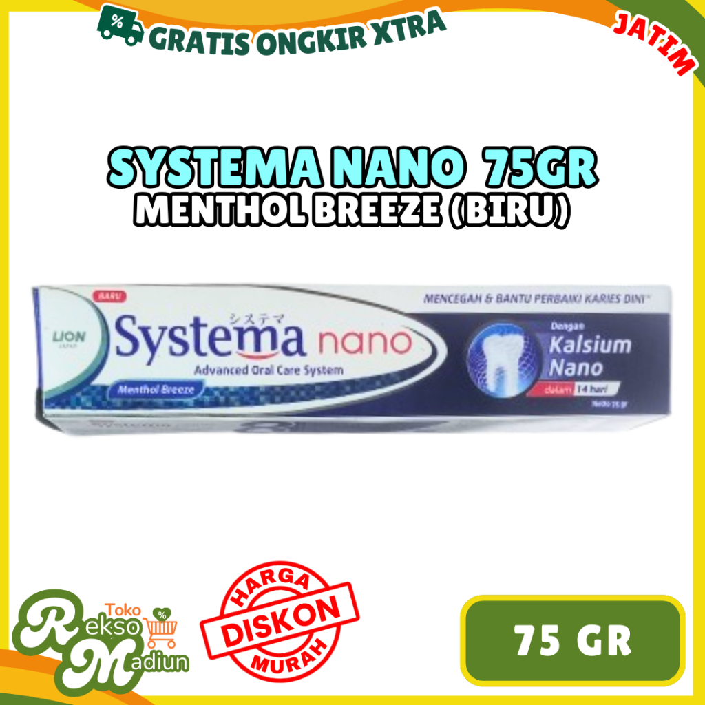 SYSTEMA NANO Pasta Gigi 75 GR Kecil - Menthol Breeze Biru