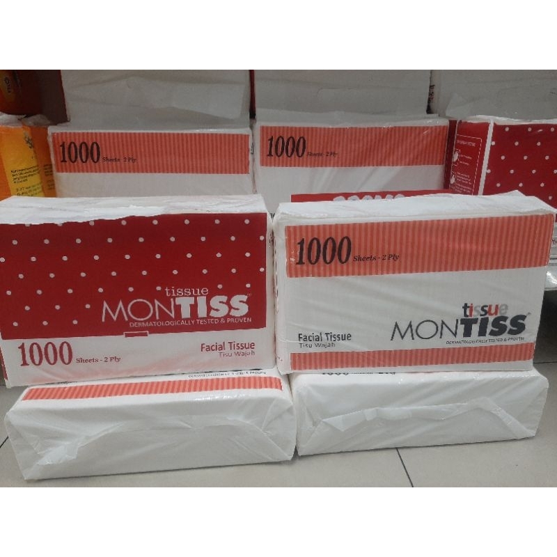 tisu tissue MONTIS facial tissue 1000 sheet/ MONTIS 1KG