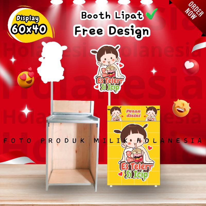 BOOTH LIPAT 60X40, MEJA LIPAT, BOOTH PORTABLE, GEROBAK MAKANAN, GEROBAK MINUMAN