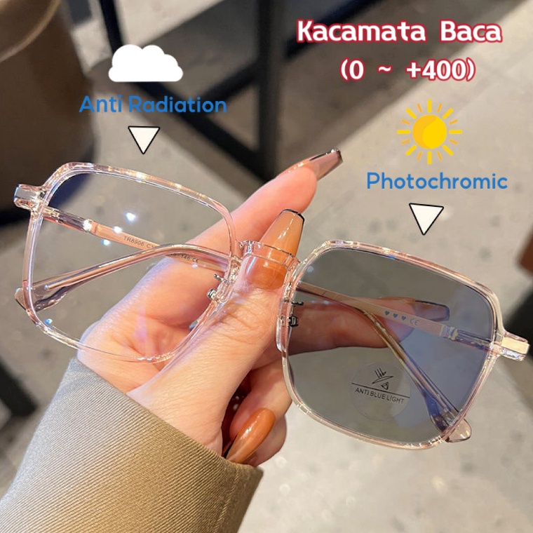 Top Update Kacamata Baca Photocromic 4 Anti Radiasi Untuk Pria Dan Wanita Kacamata Bingkai Persegi