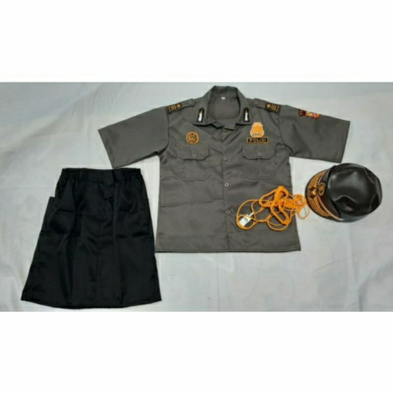 RB SERAGAM POLISI ANAK TK +ATRIBUT+LENGKAP+GLOSIR