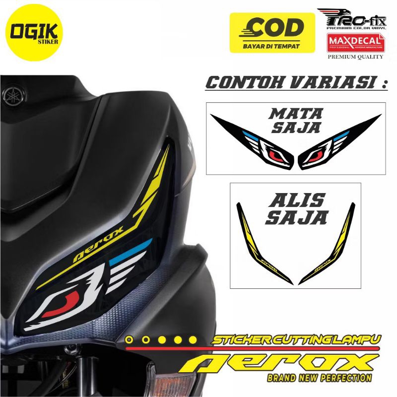 sticker cutting lampu alis yamaha aerox new