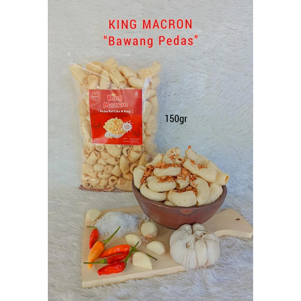 

Makaroni Bawang Pedas 150 gram KING MACRON - Camilan Snack Makanan Ringan Makroni