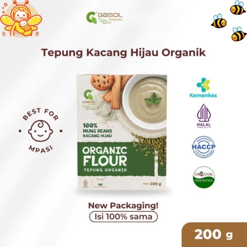 GASOL Tepung Organik Makanan Bayi Mpasi 200gr / Tepung Kacang Hijau / Beras Putih / Beras Merah / Ja