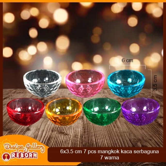 Mangkok kaca/Mangkok kecil/Mangkok mini serbaguna 7 pcs 7 warna (6x3.5cm)