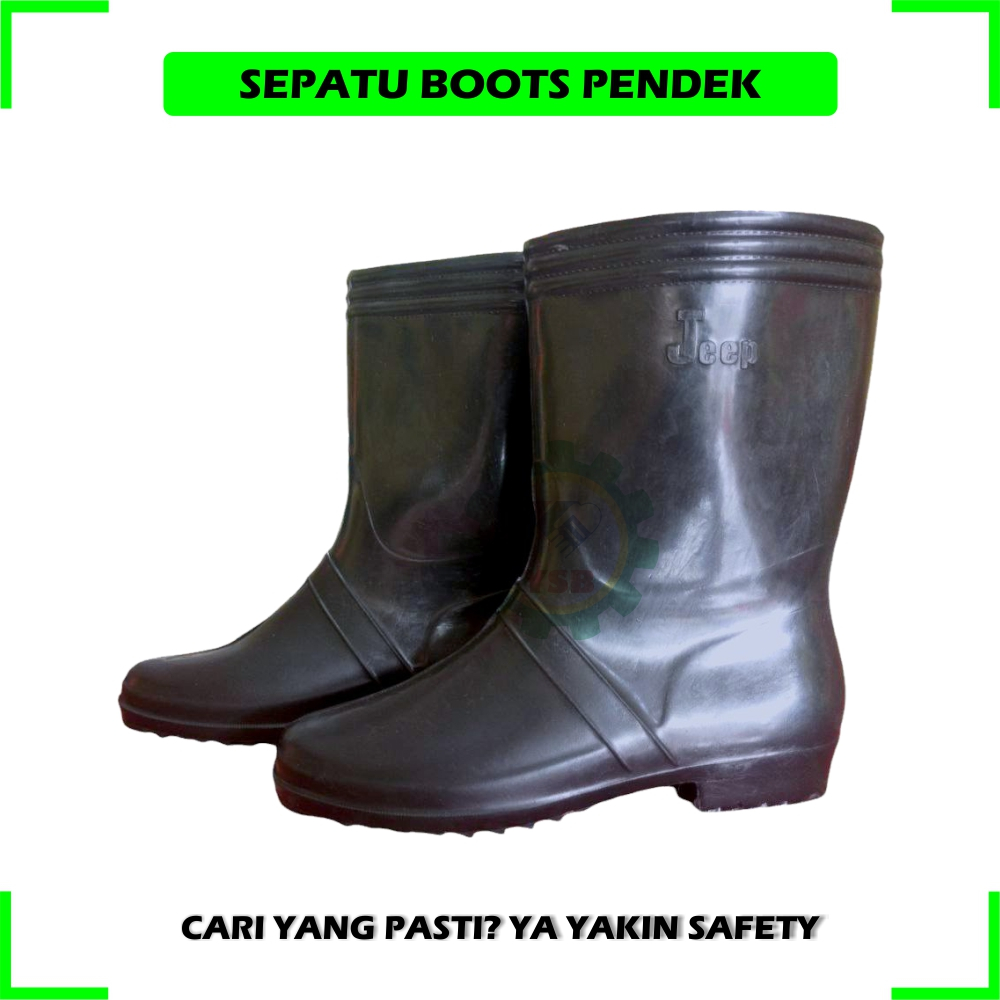 Sepatu Boot Boots Karet Pendek Warna Hitam Pria Wanita