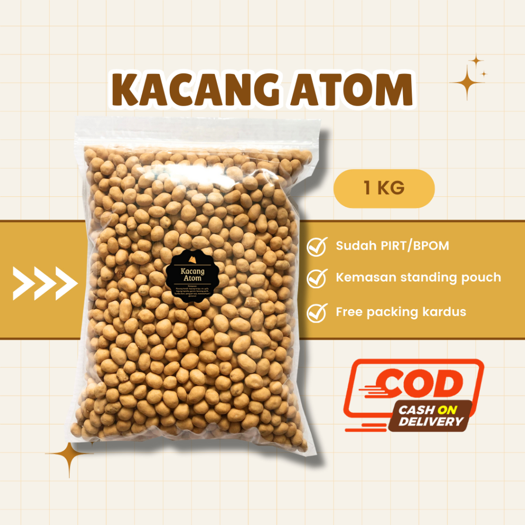 

[DELISH SNACKS] Kacang Atom (Grosir) 250gr 500gr 1 KG / Snack Cemilan Camilan Grosiran Kiloan