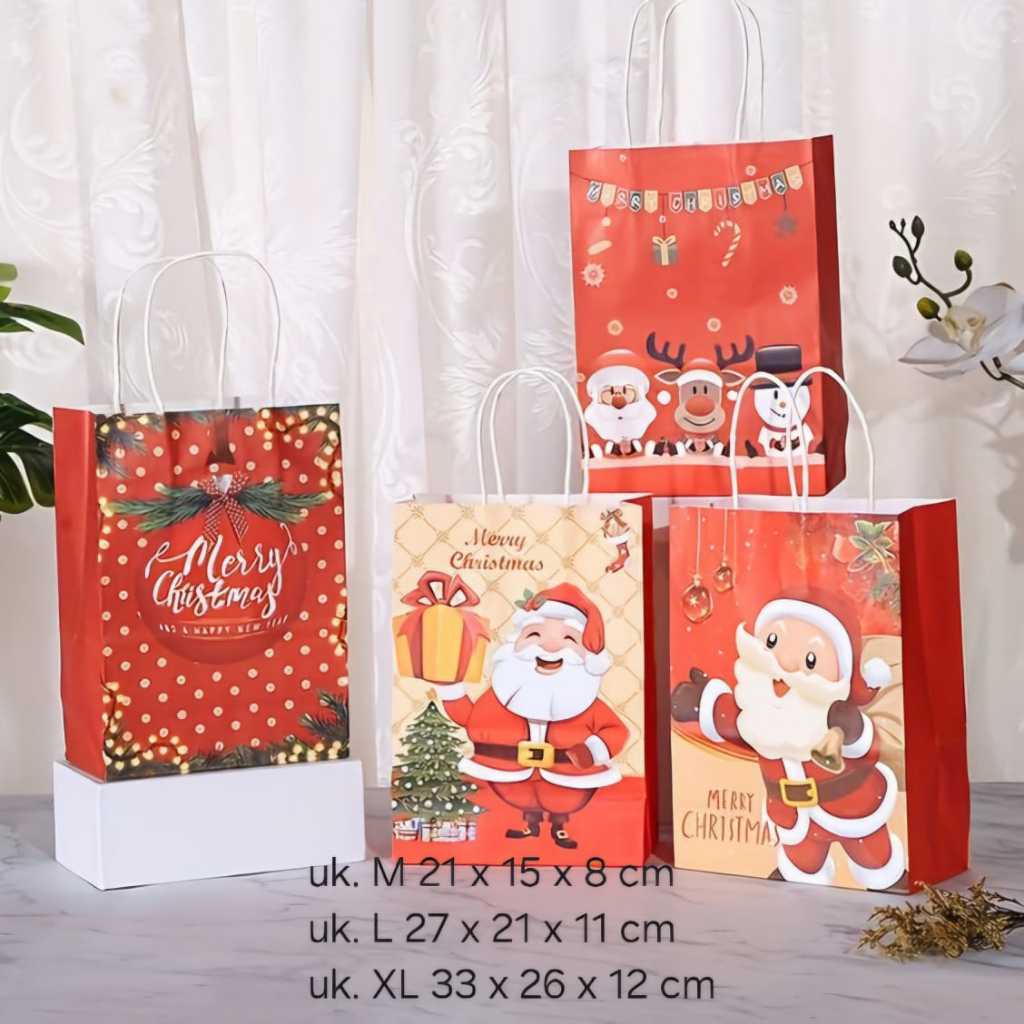 

Paper bag Natal Merry Christmas Tas Kertas Bingkisan Natal Santa Rusa