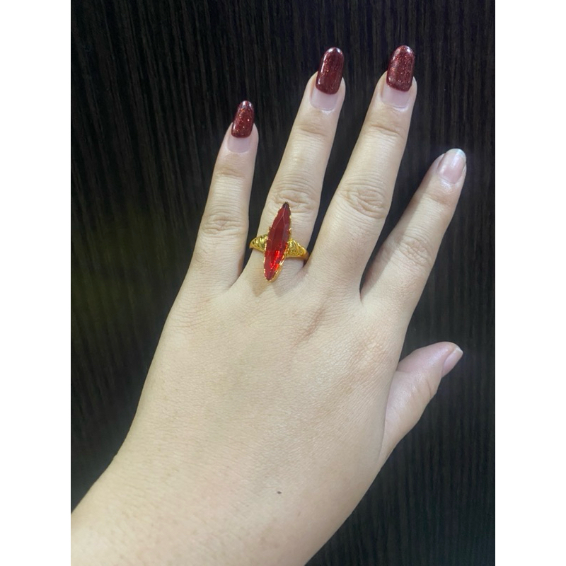 cincin merah batu delima replika emas asli