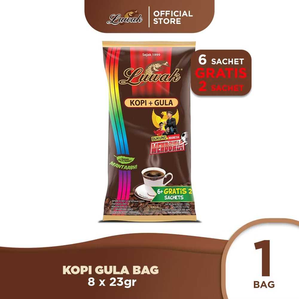 

Termurah promo Kopi Luwak Plus Gula Black Coffee Bag (6+2)x25gr