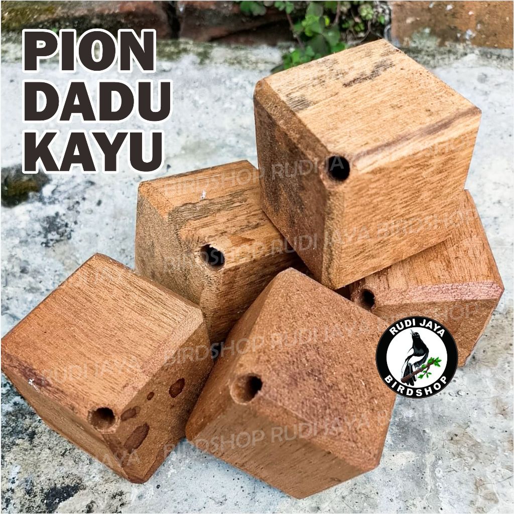 PION DADU KAYU UNTUK GANTUNGAN SANGKAR BURUNG KOTAK BURUNG KENARI KACER CENDET