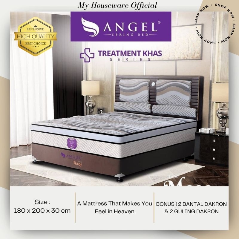 [READY STOCK] BONUS BANTAL GULING  MATRAS SPRINGBED ANGEL MOSQ 180 X 200 X 30 CM | KASUR SPRINGBED A