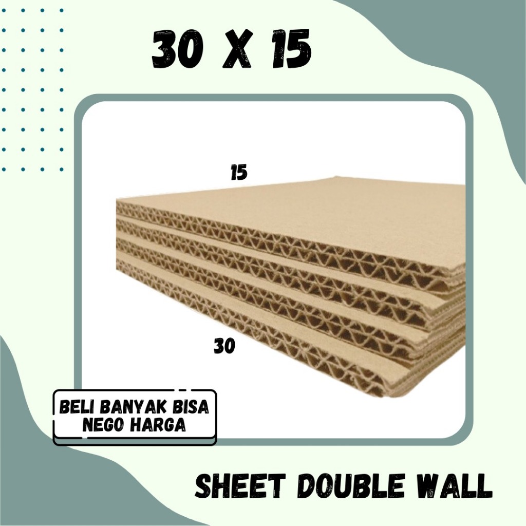 

Kardus Lembaran 30x15 / 20x15 Sheet Polos Double Wall Packing Karton Coklat Warna Packing