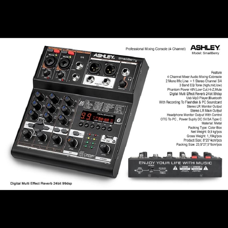 Mixer Ashley Smallberry original 4channel bluetooth mixer mini ashley