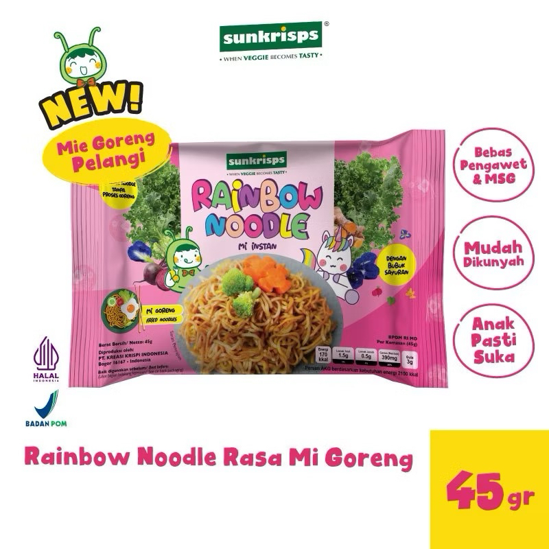 

Sunkrisps Rainbow Noodle Rasa Mie Goreng - Mie Instant Anak