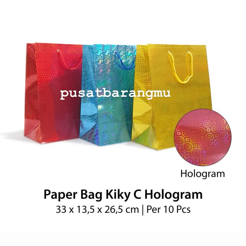 

[ISI 10] Paper Bag Kiky C Hologram (33 x 13.5 x 26.5cm) Goodie Bag Suvenir Hampers Tas Kertas Kado