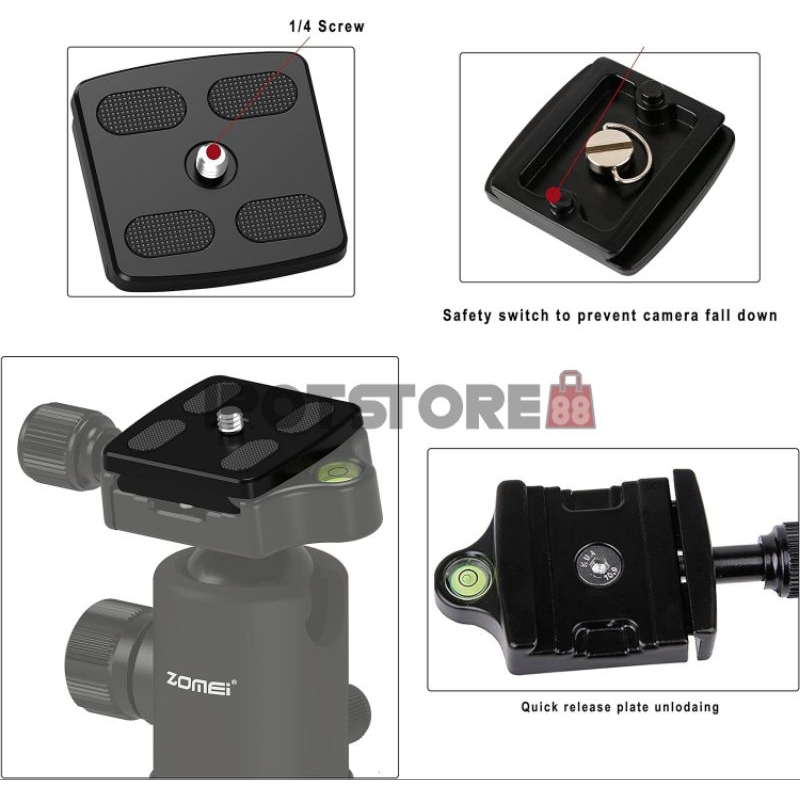 ZOMEI Quick Release Plate for Q555,Q666,Q666C,Z818,Z669,Z669C,M5&BONFO