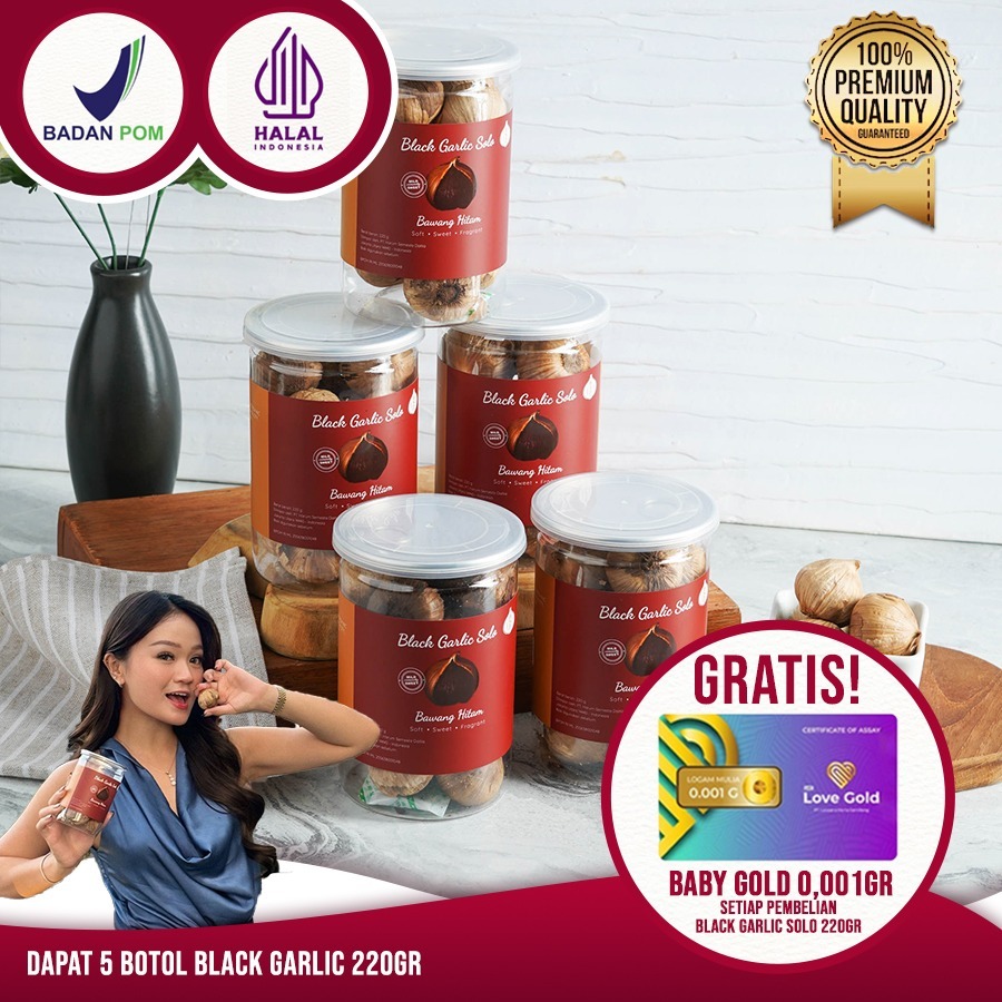 

5 BOTOL HSD Black Garlic Solo ( Bawang Hitam Tunggal) 220 Gr