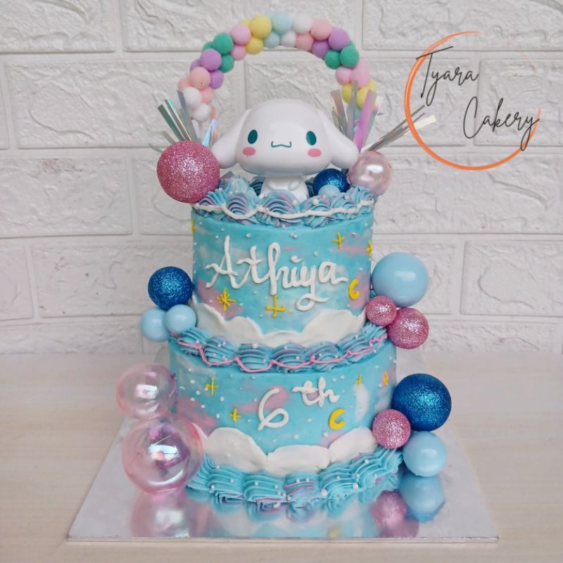 

KHUSUS OFFLINE | Cinamoroll 2 Tier | Cake Tema Sanrio 2 Tingkat