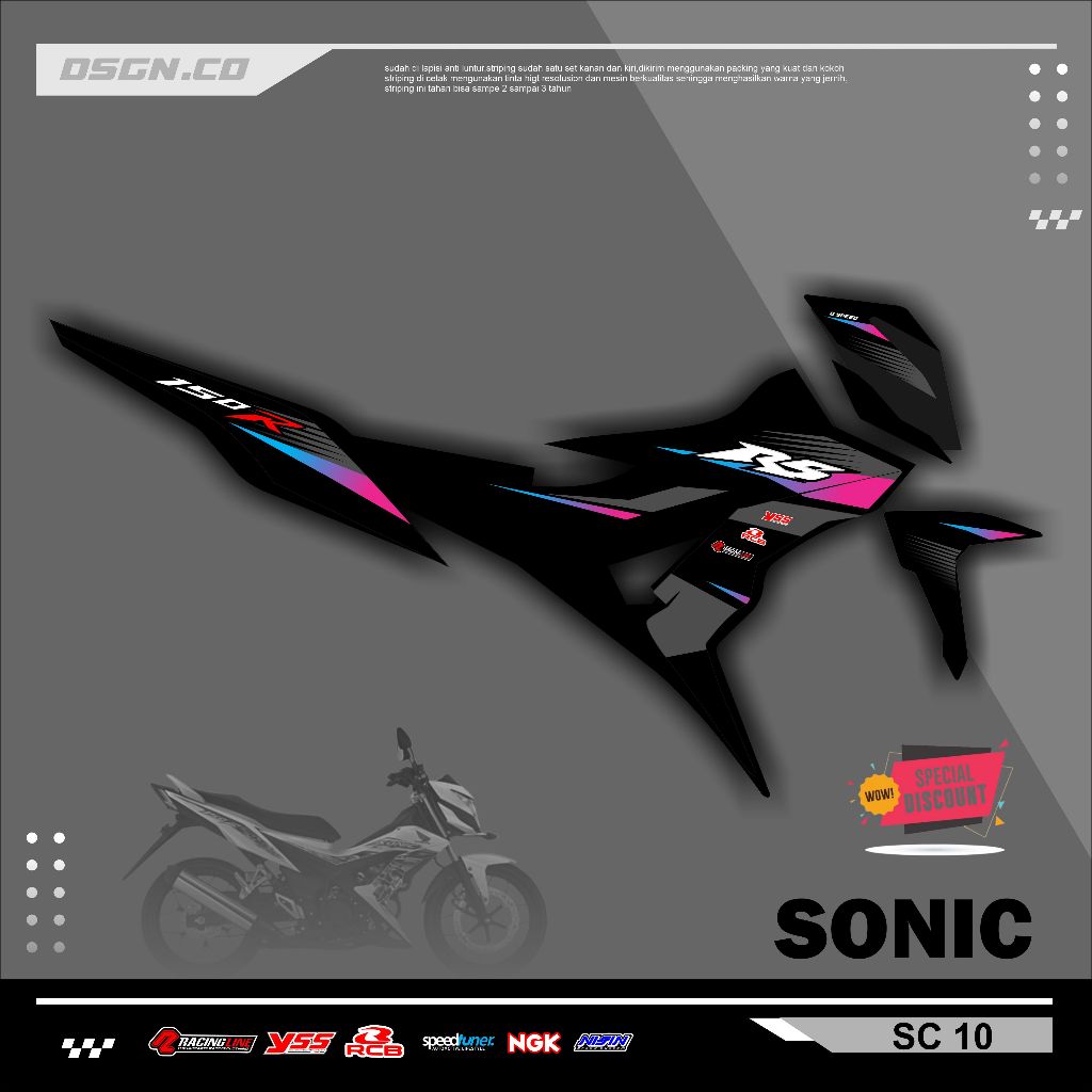 Striping Variasi Honda Sonic 150R / Sticker Honda Sonic variasi motif simple keren kode 10